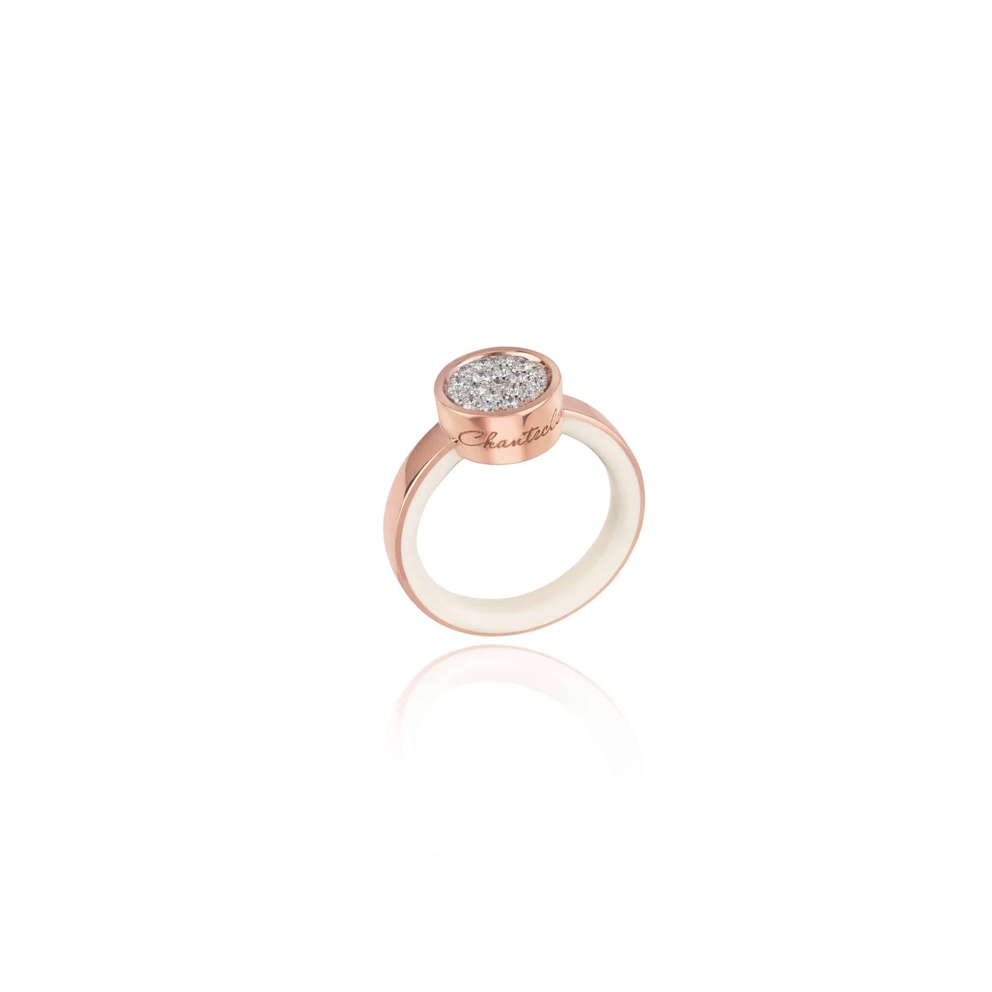 Chantecler Paillettes Ring aus Roségold mit Brillanten und Emaille