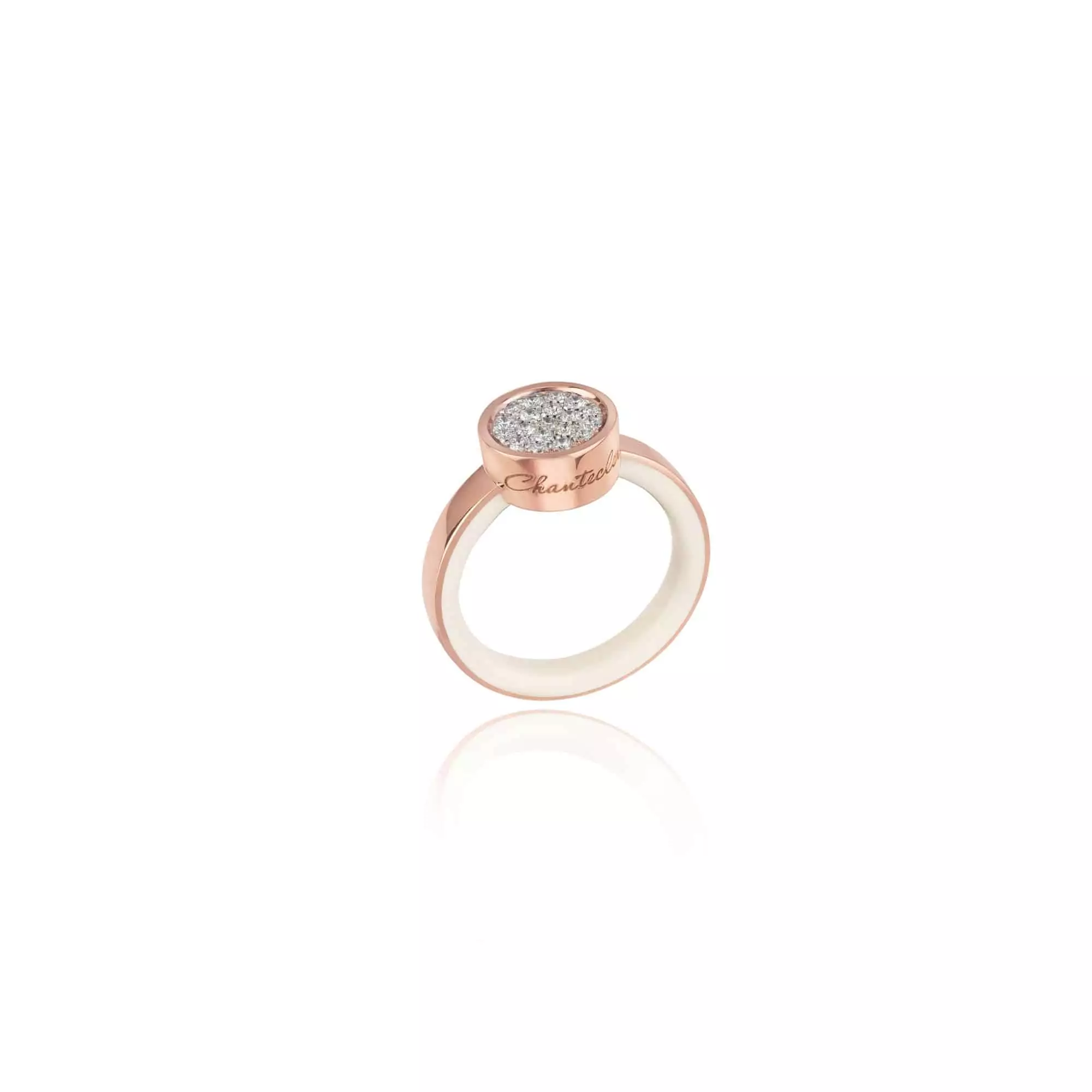 Chantecler Paillettes Ring aus Roségold mit Brillanten und Emaille