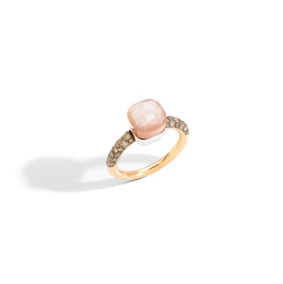 Pomellato Nudo Ohrschmuck aus Roségold mit Mondstein und braunen Diamanten