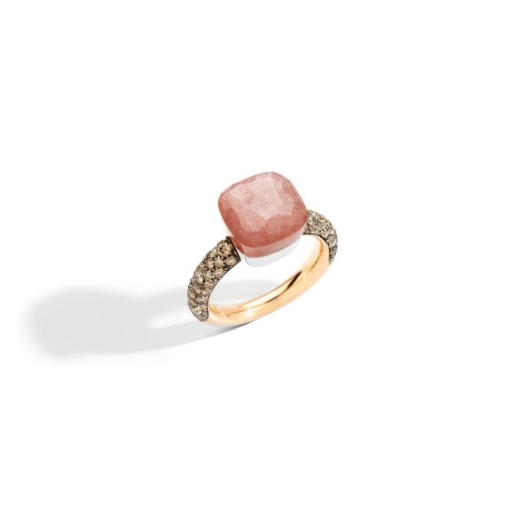 Pomellato Nudo Ohrschmuck aus Roségold mit Mondstein und braunen Diamanten