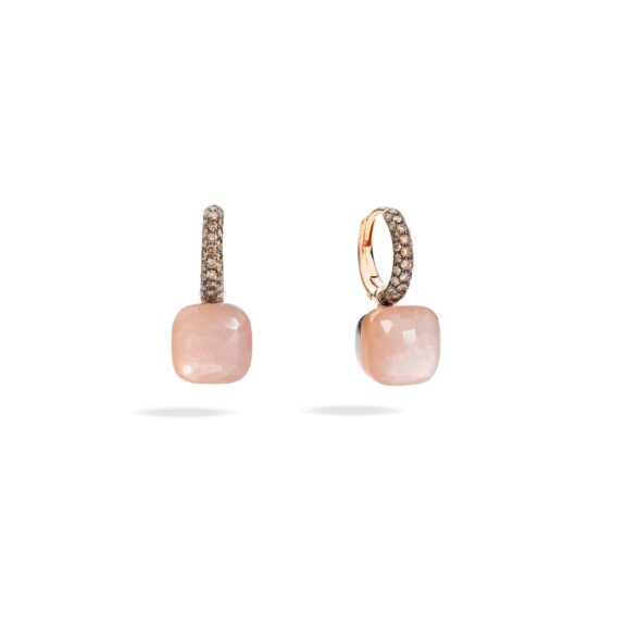 Pomellato Nudo Ohrschmuck aus Roségold mit Mondstein und braunen Diamanten