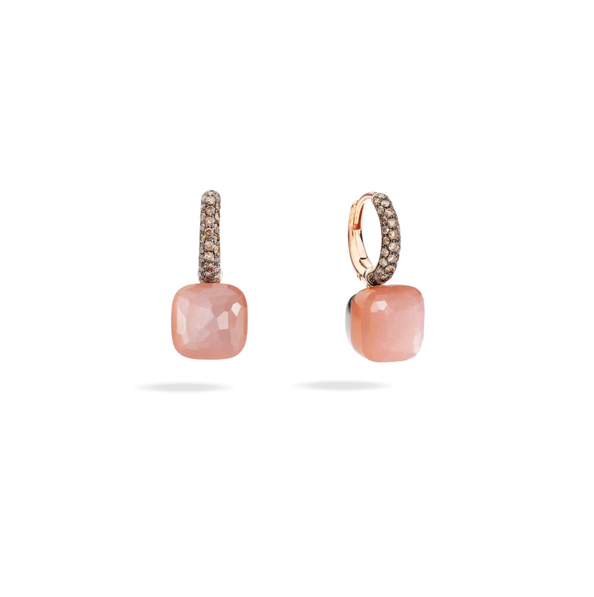 Pomellato Nudo Ohrschmuck aus Roségold mit Mondstein und braunen Diamanten