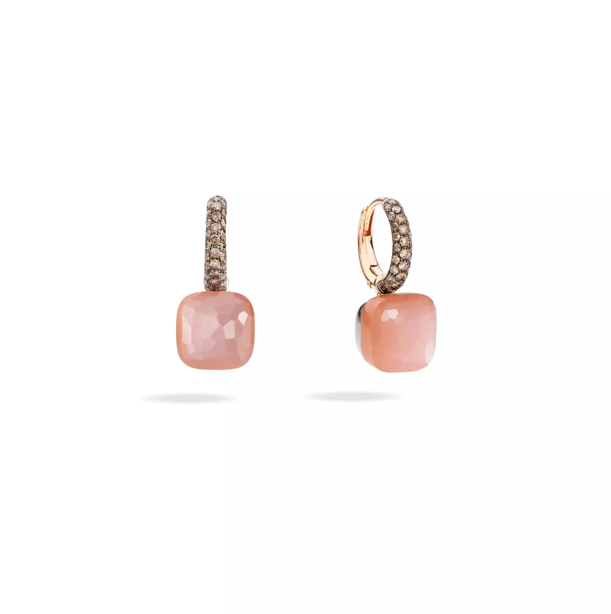 Pomellato Nudo Ohrschmuck aus Roségold mit Mondstein und braunen Diamanten