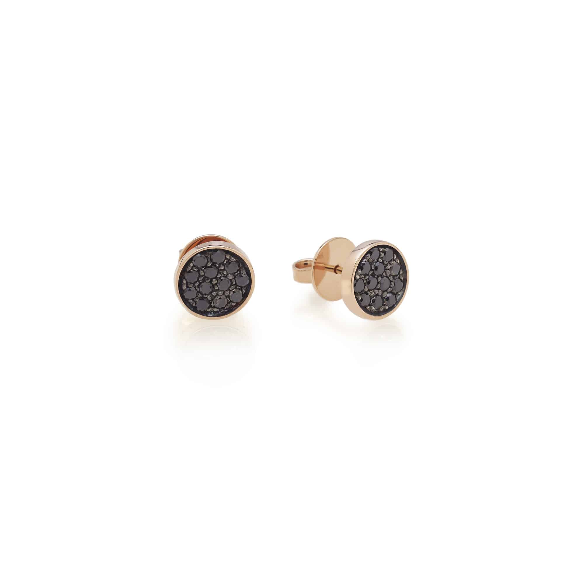 Chantecler Paillettes Ohrschmuck aus Roségold mit schwarzen Brillanten