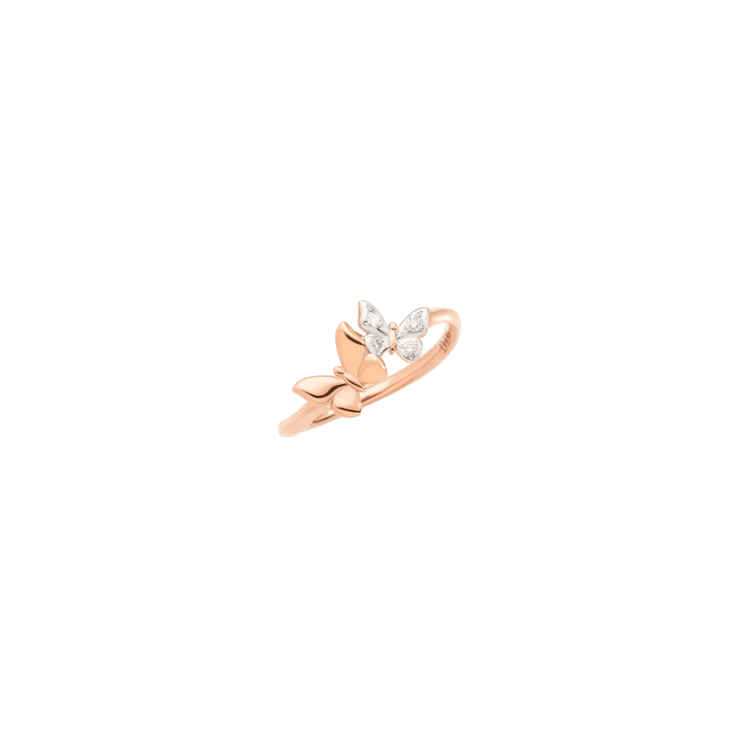 Dodo Ring Schmetterling aus 9 Karat Roségold mit Diamanten