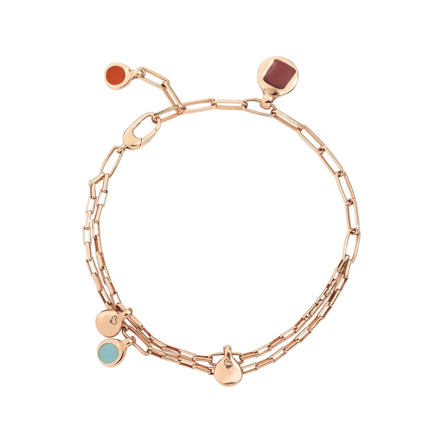 Dodo Collier Bazaar aus rosévergoldetem Silber und Emaille