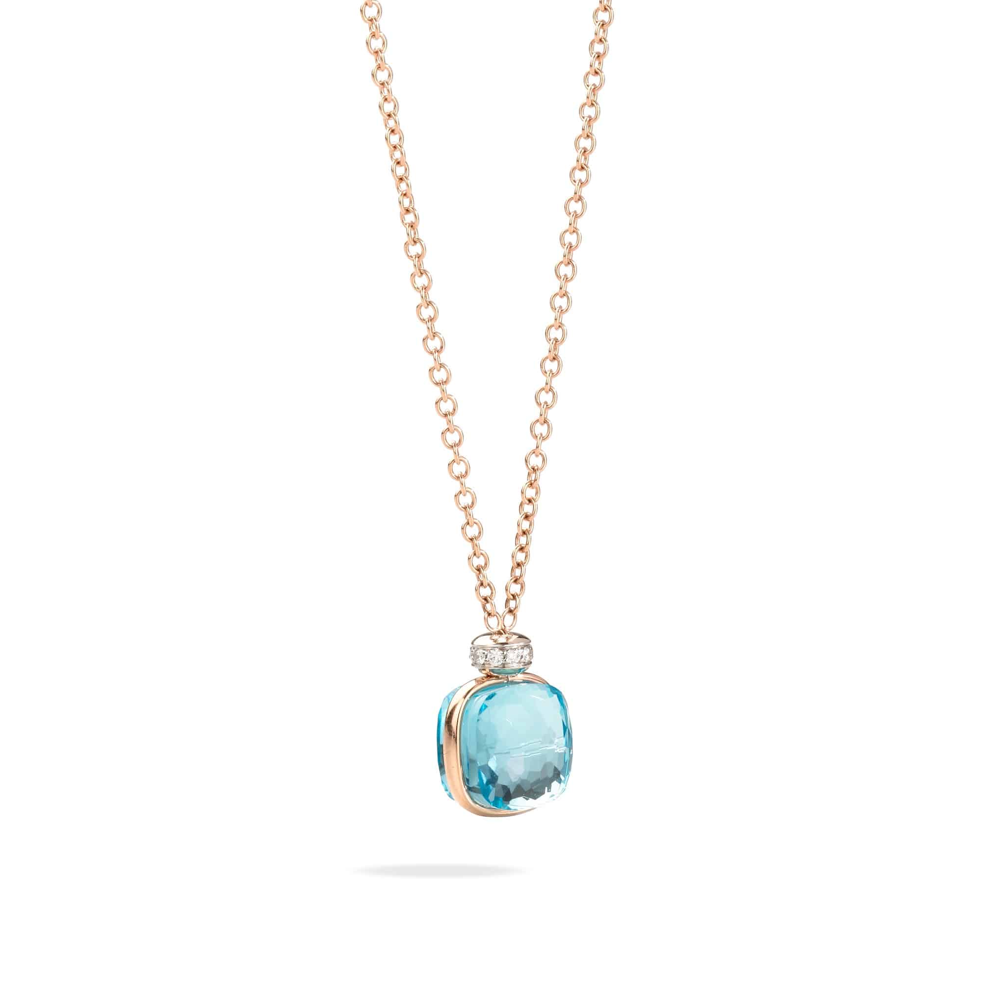 Pomellato Nudo Collier aus Roségold mit blauem Topas und Diamanten