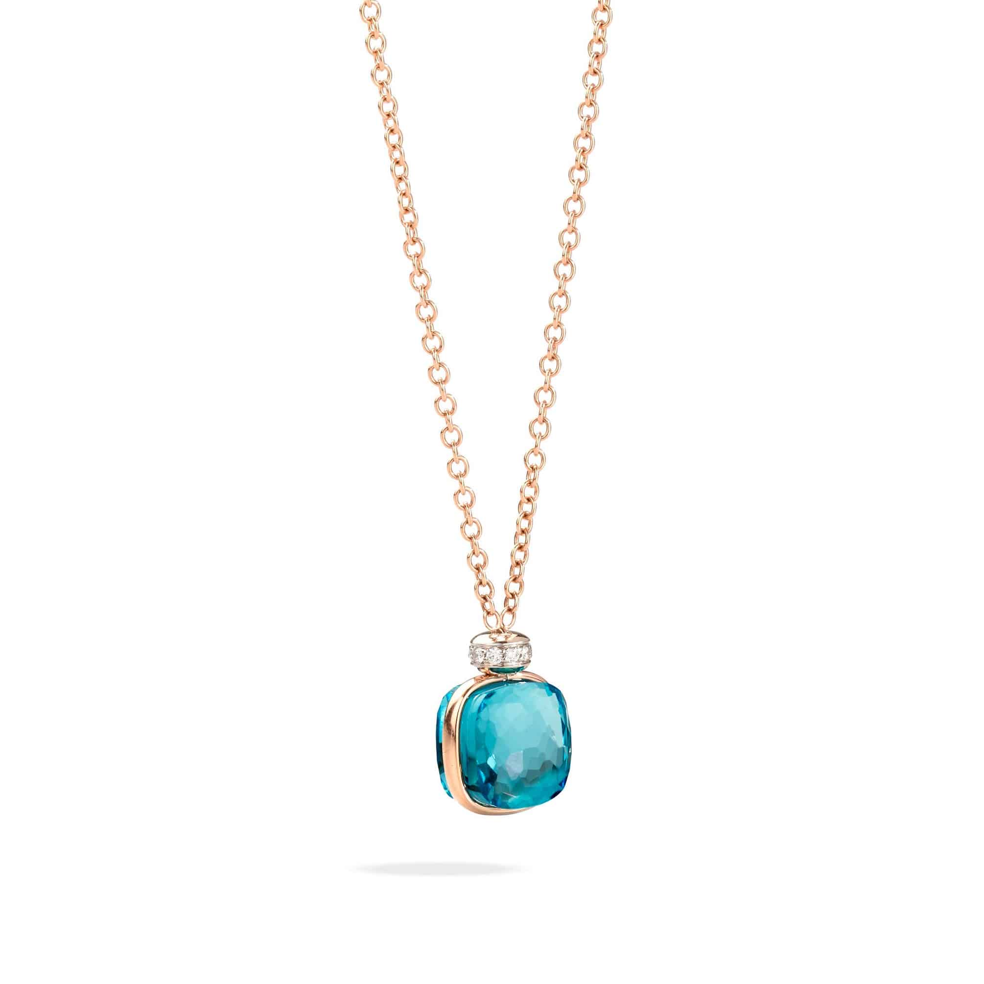 Pomellato Nudo Collier aus Roségold mit blauem Topas und Diamanten