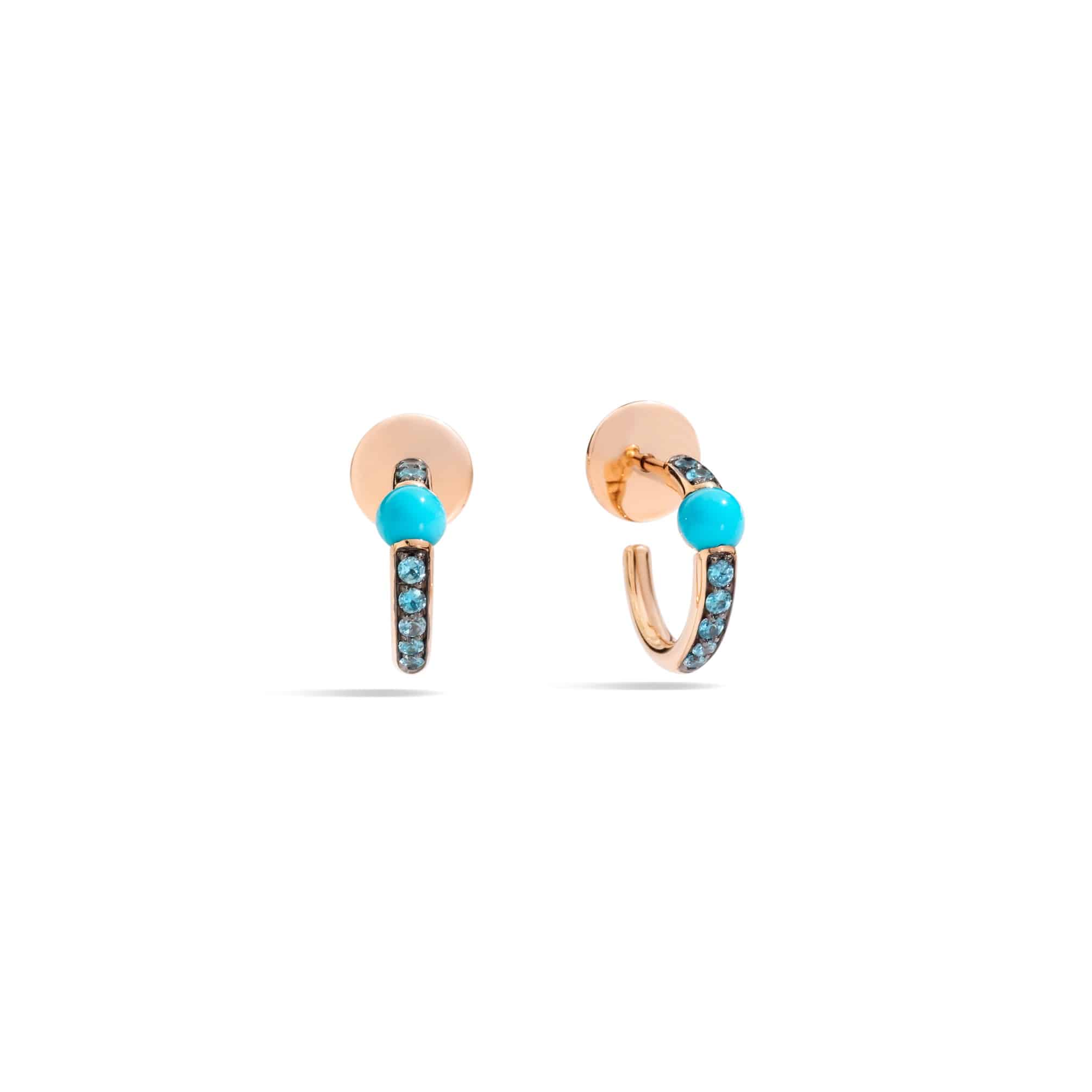 Pomellato M´ama non m´ama Ohrschmuck aus Rosegold mit Türkis und Zirkon