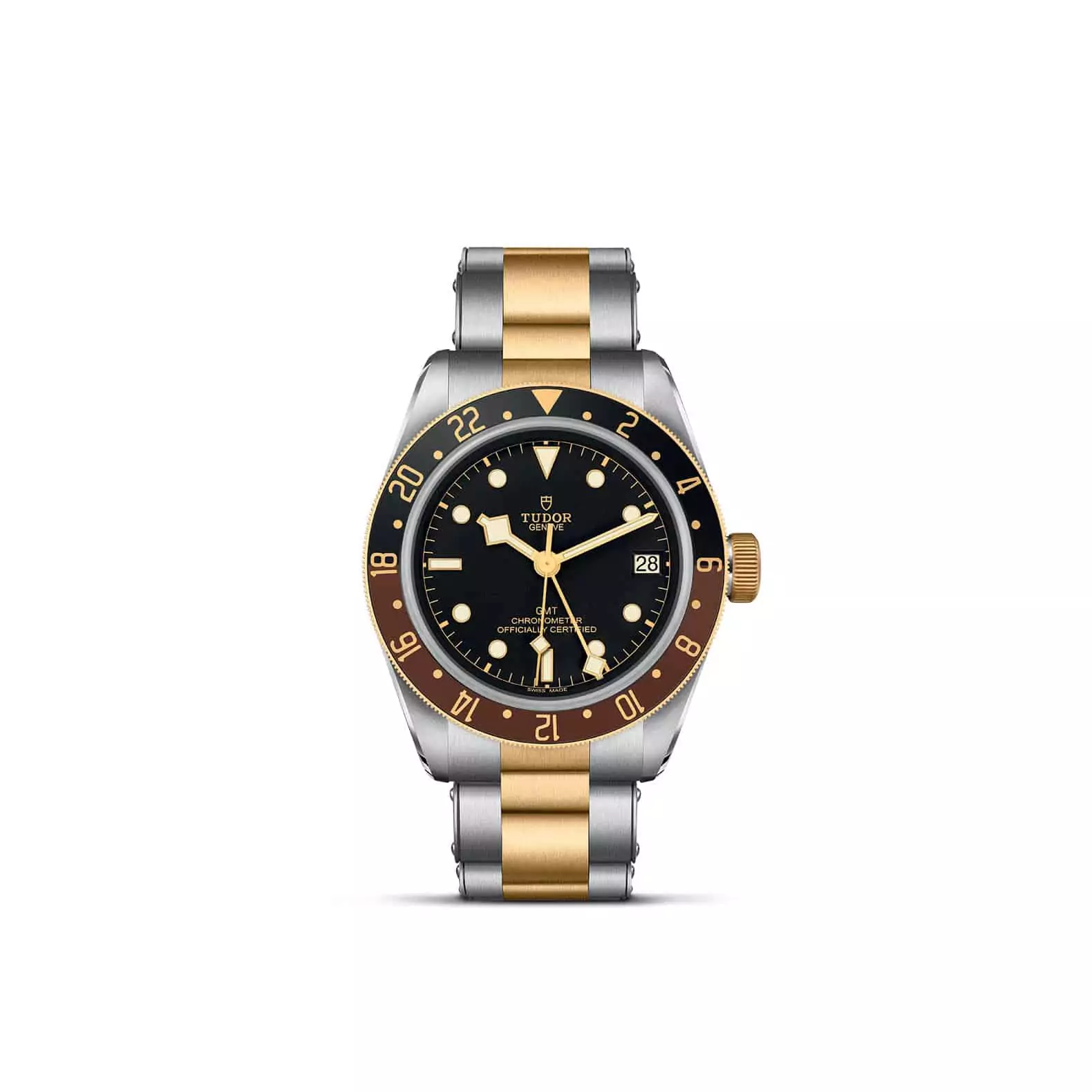 Tudor Black Bay GMT S&G mit Gehäuse und Band aus Edelstahl und Gelbgold und schwarzem Zifferblatt