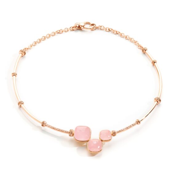 Pomellato Nudo Riviere Collier aus Roségold mit Rosenquarz und Diamanten