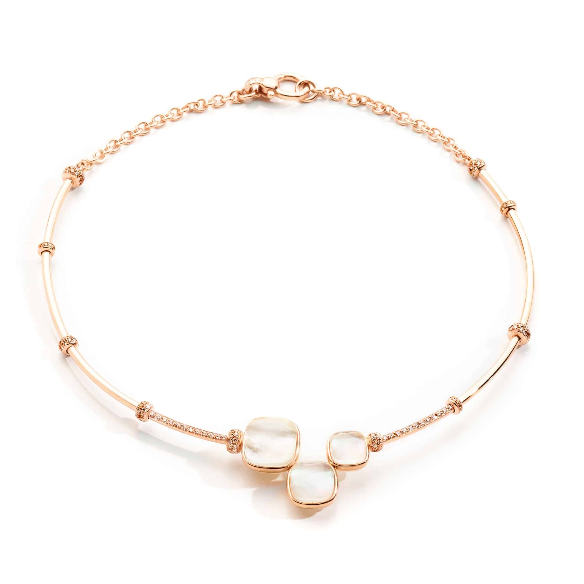 Pomellato Nudo Riviere Collier aus Roségold mit weißem Topas und Diamanten