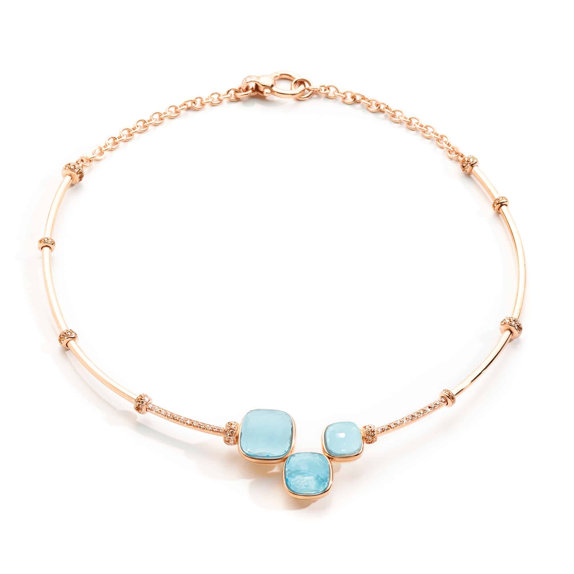 Pomellato Nudo Riviere Collier aus Roségold mit Topas und Diamanten