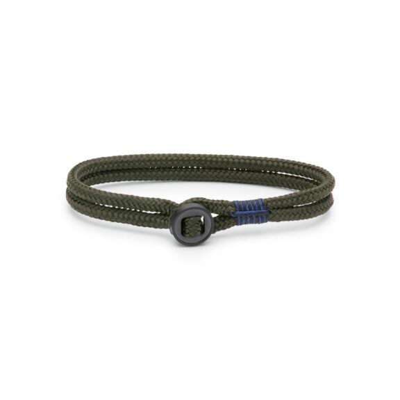Herrenarmband aus dunkelgrünem Schiffstau und Edelstahl
