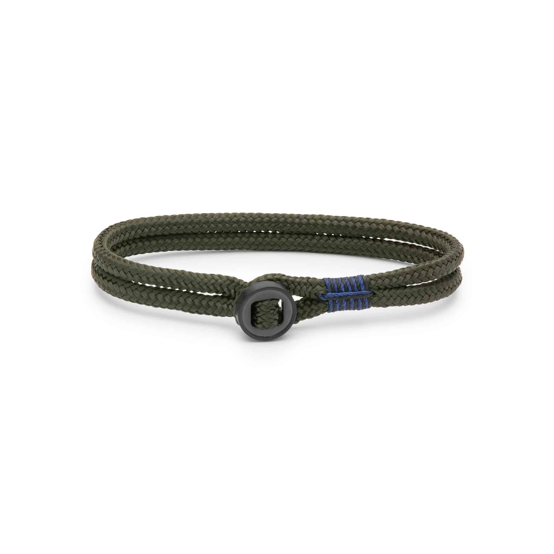 Herrenarmband aus dunkelgrünem Schiffstau und Edelstahl
