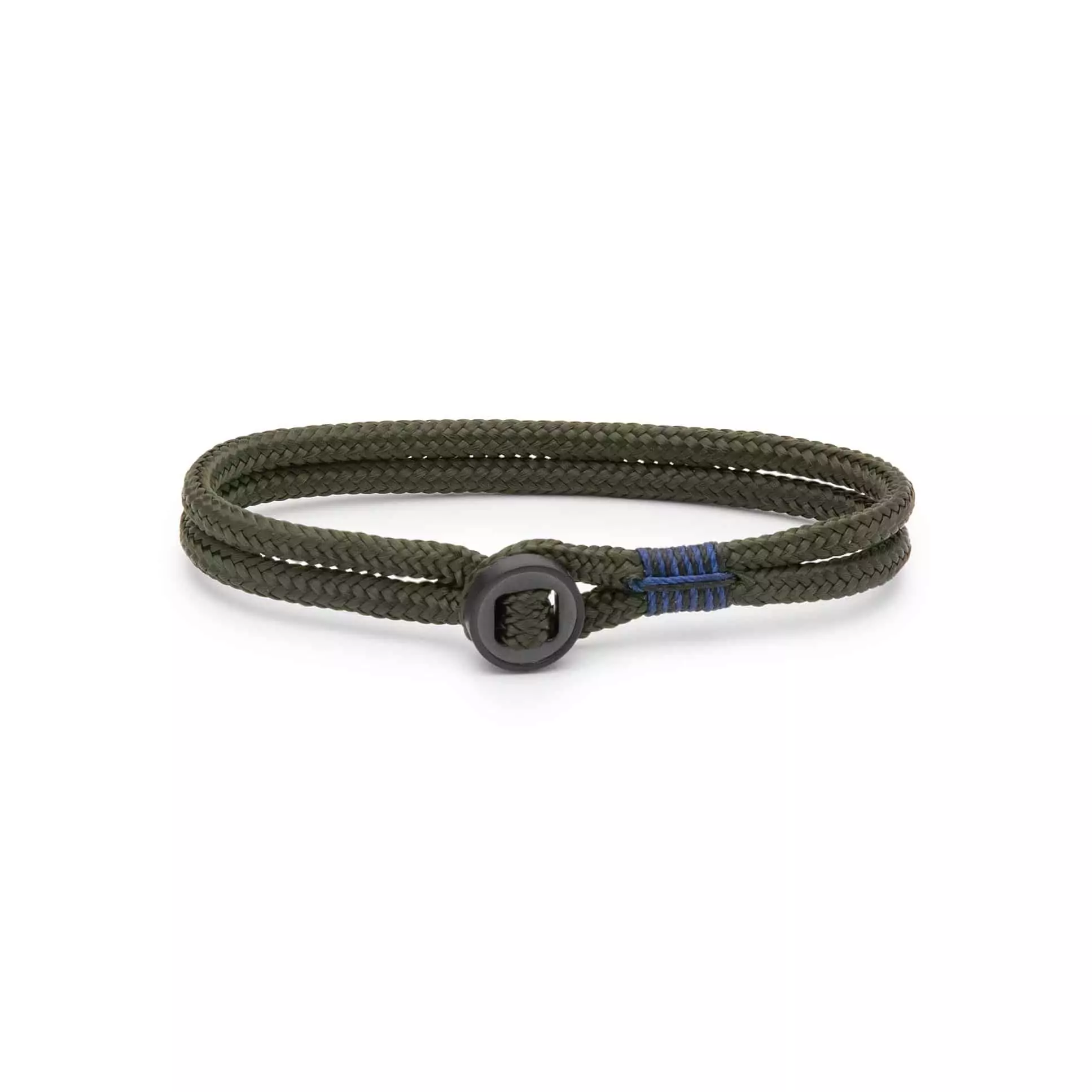 Herrenarmband aus dunkelgrünem Schiffstau und Edelstahl