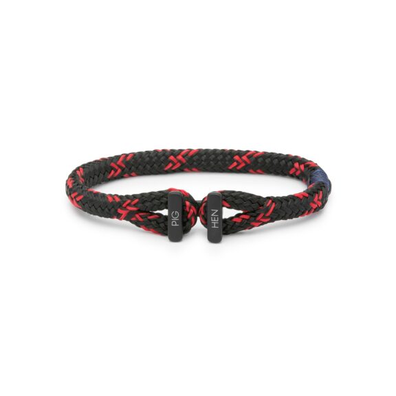 Herrenarmband aus schwarz-rotem Schiffstau und Edelstahl