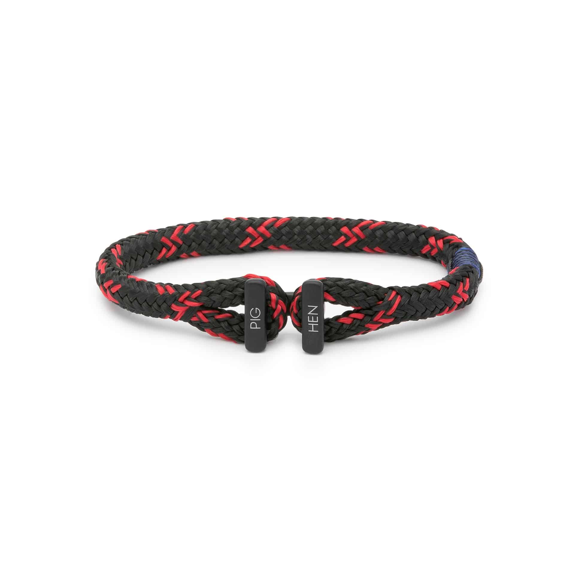 Herrenarmband aus schwarz-rotem Schiffstau und Edelstahl