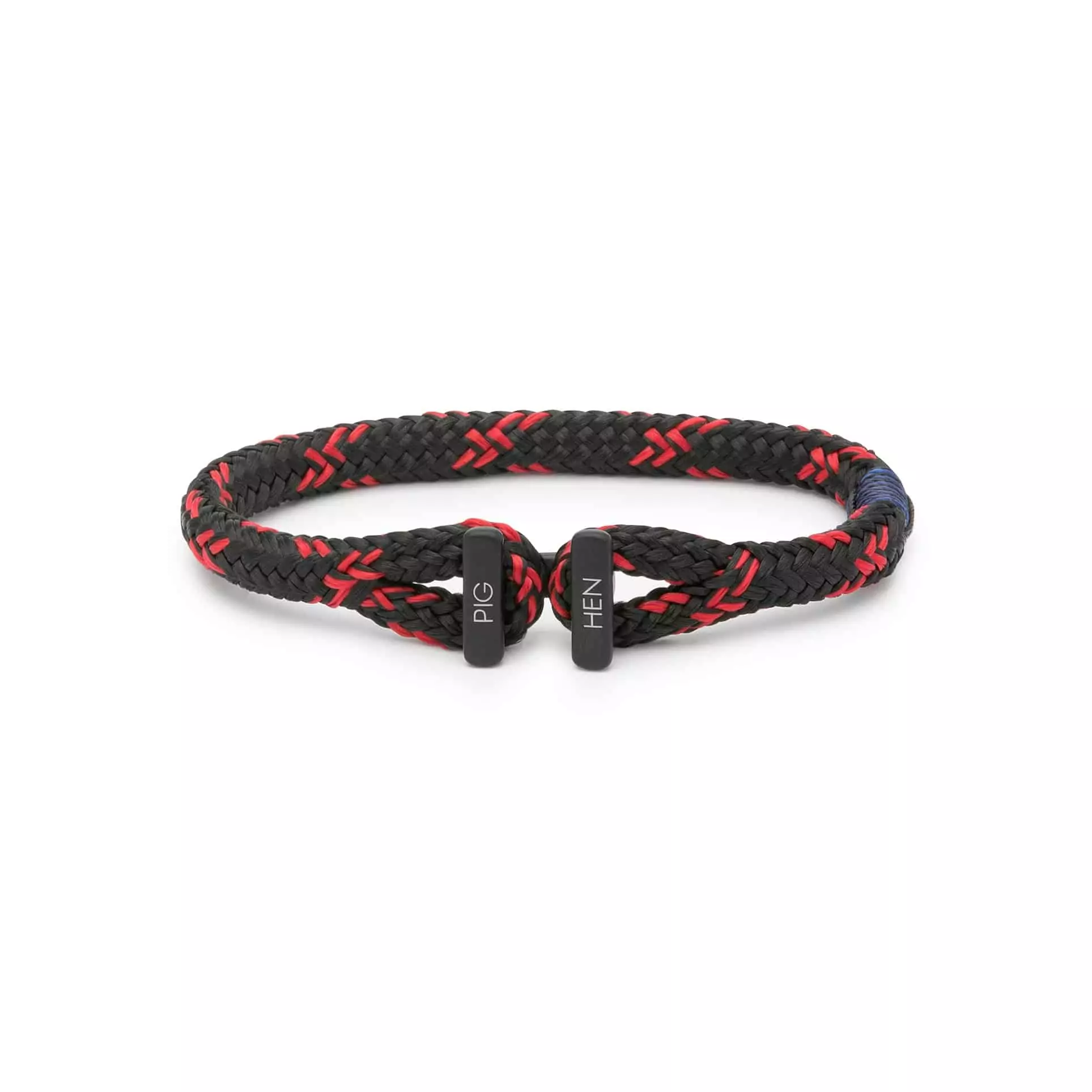 Herrenarmband aus schwarz-rotem Schiffstau und Edelstahl