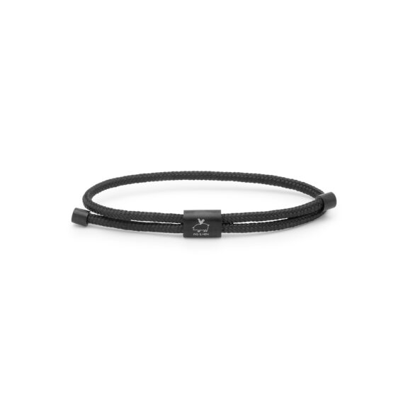 Herrenarmband aus schwarzem Schiffstau und Edelstahl