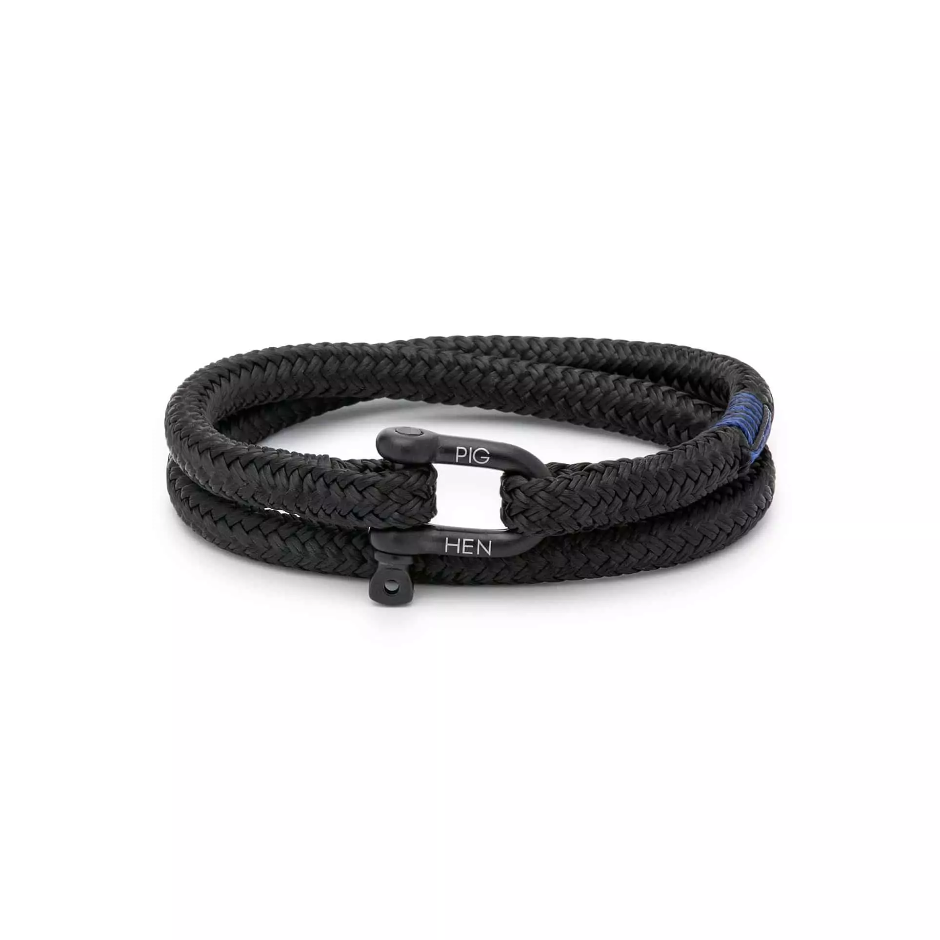 Herrenarmband aus schwarzem Schiffstau und Edelstahl
