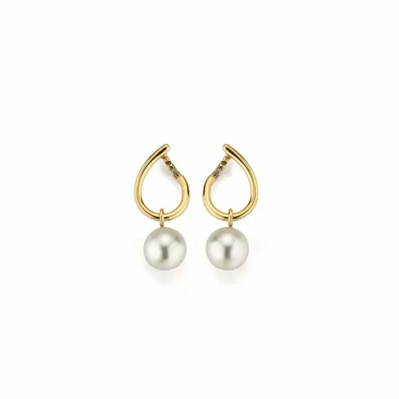 Ohrschmuck aus Gelbgold mit Südsee-Zuchtperlen