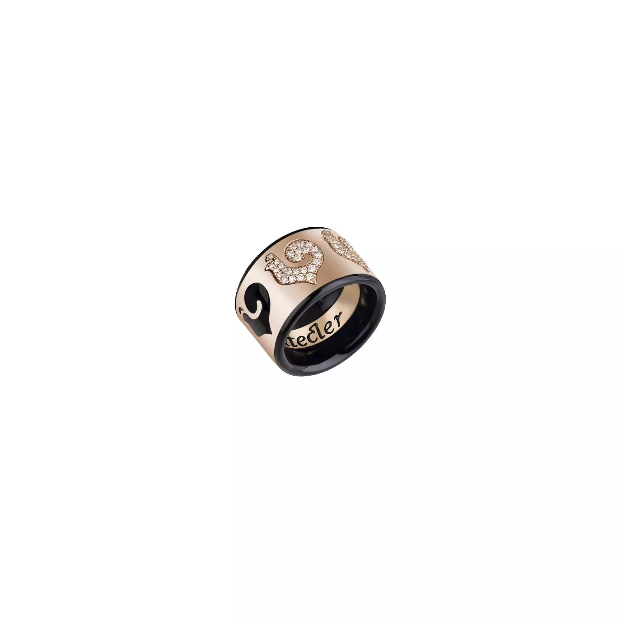 Chantecler Carousel Ring aus Roségold mit Emaille und Brillanten.