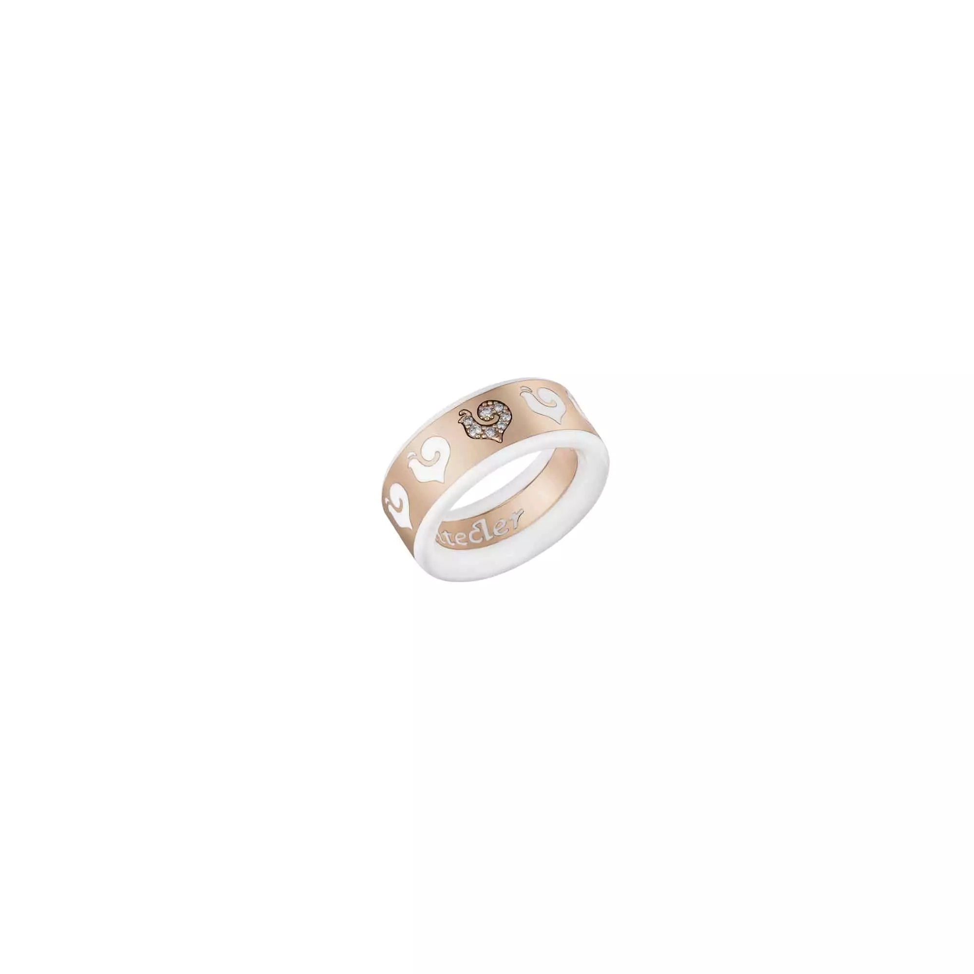 Chantecler Carousel Ring aus Roségold mit Emaille und Brillanten.