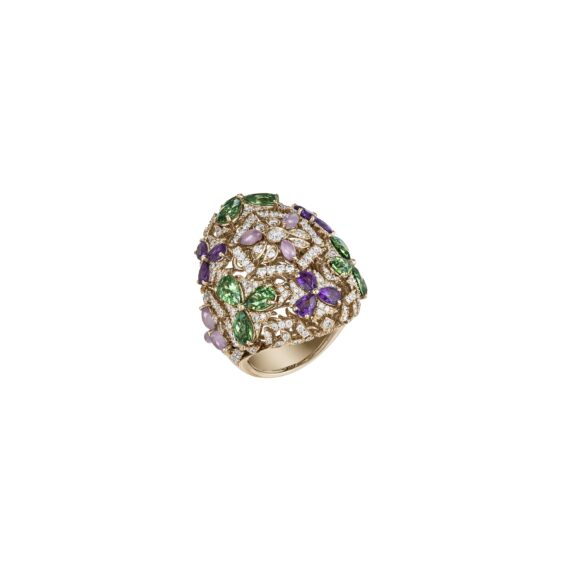 Chantecler Caleidoscopio Ring aus Weiß- und Gelbgold mit Amethyst, Tsavorit, Jade und Diamanten