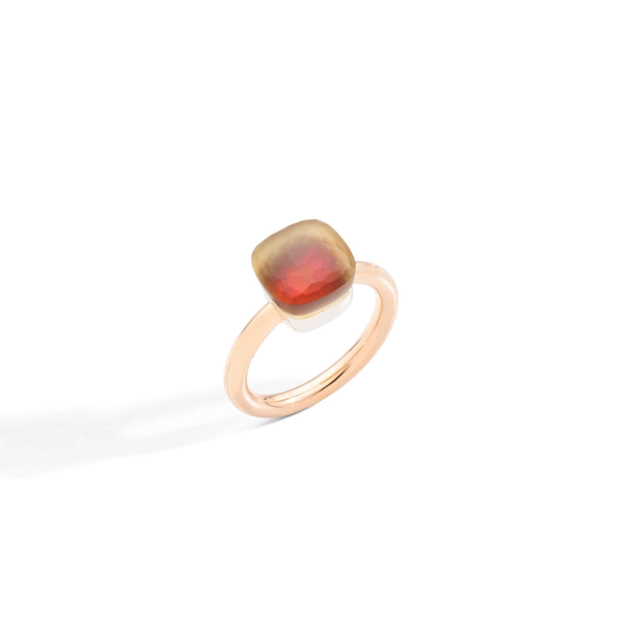 Pomellato Nudo Ring aus Roségold mit Zitronenquarz und Karneol