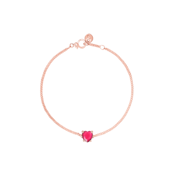 Dodo Armband aus 9 Karat Roségold mit synthetischem Rubin