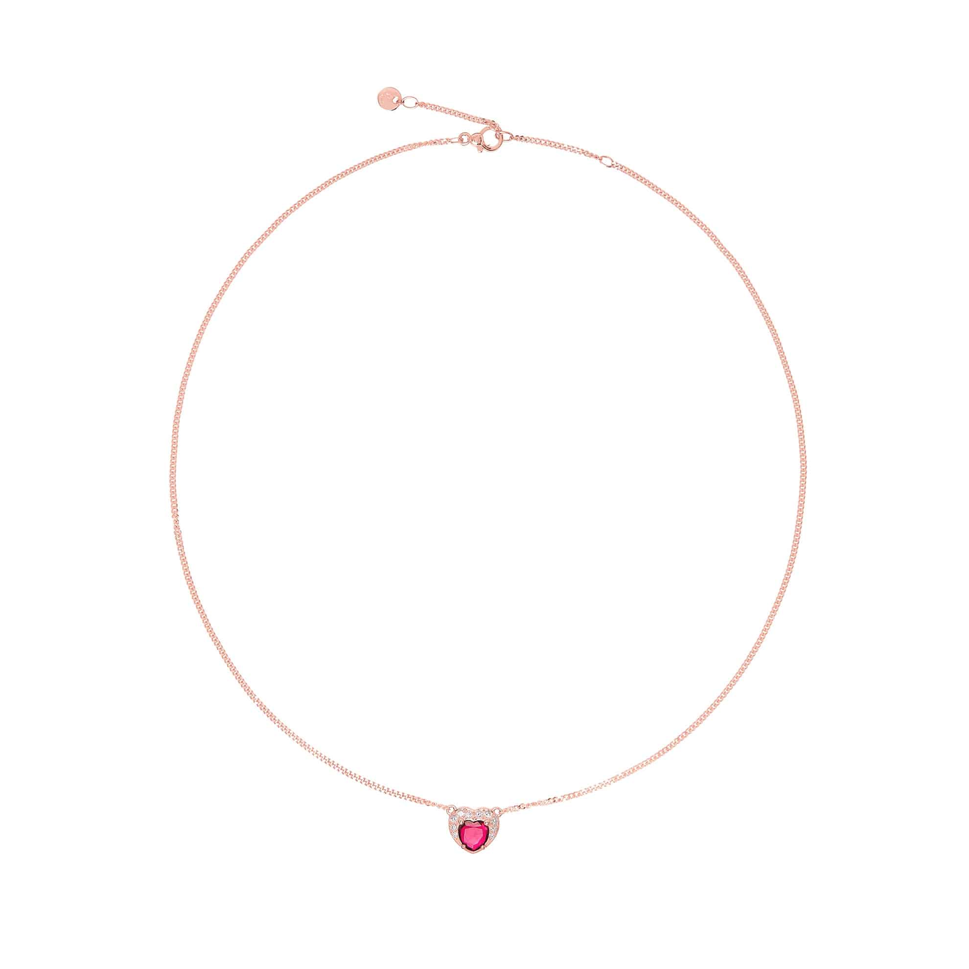 Dodo Collier aus 9 Karat Roségold mit synthetischem Rubin und Brillanten