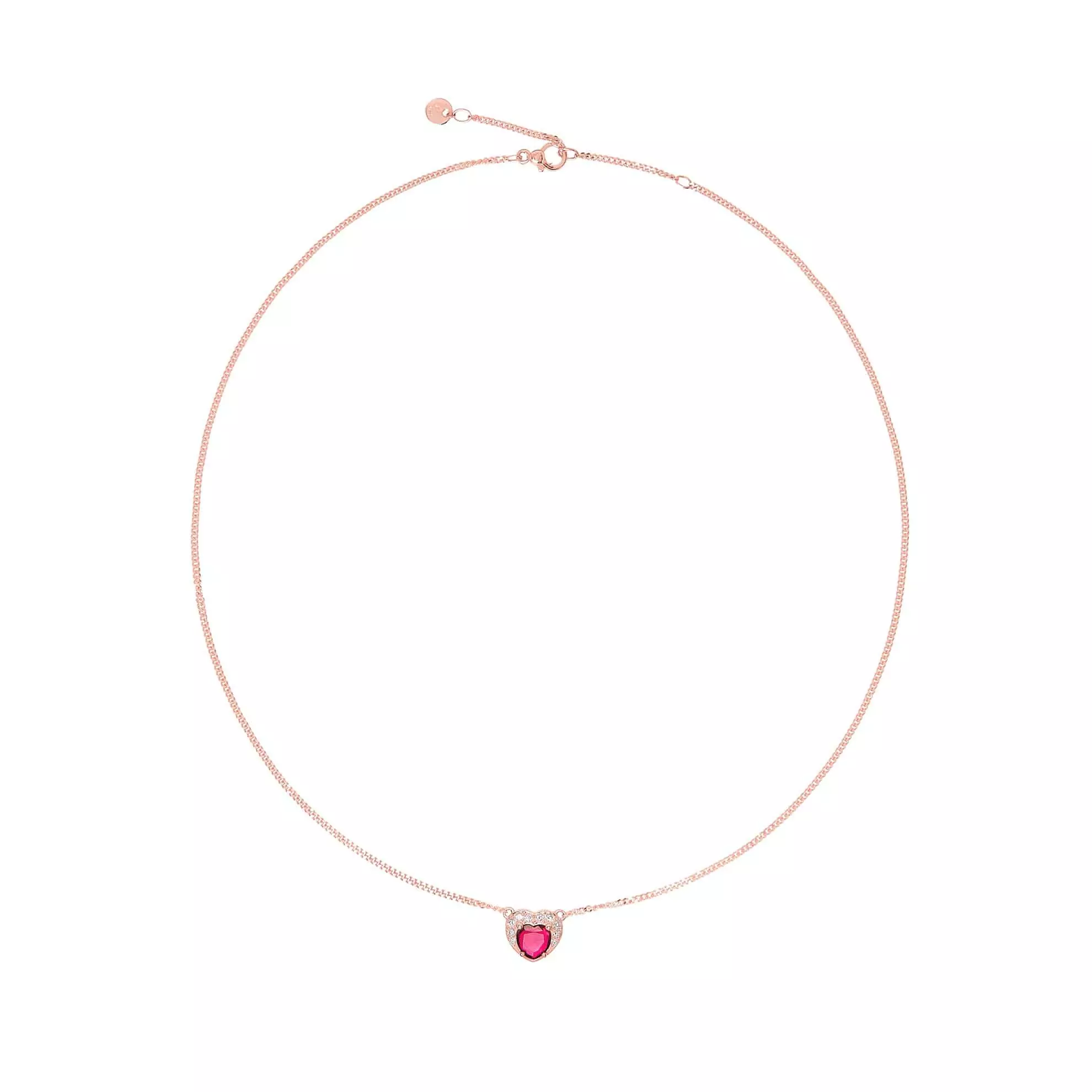 Dodo Collier aus 9 Karat Roségold mit synthetischem Rubin und Brillanten