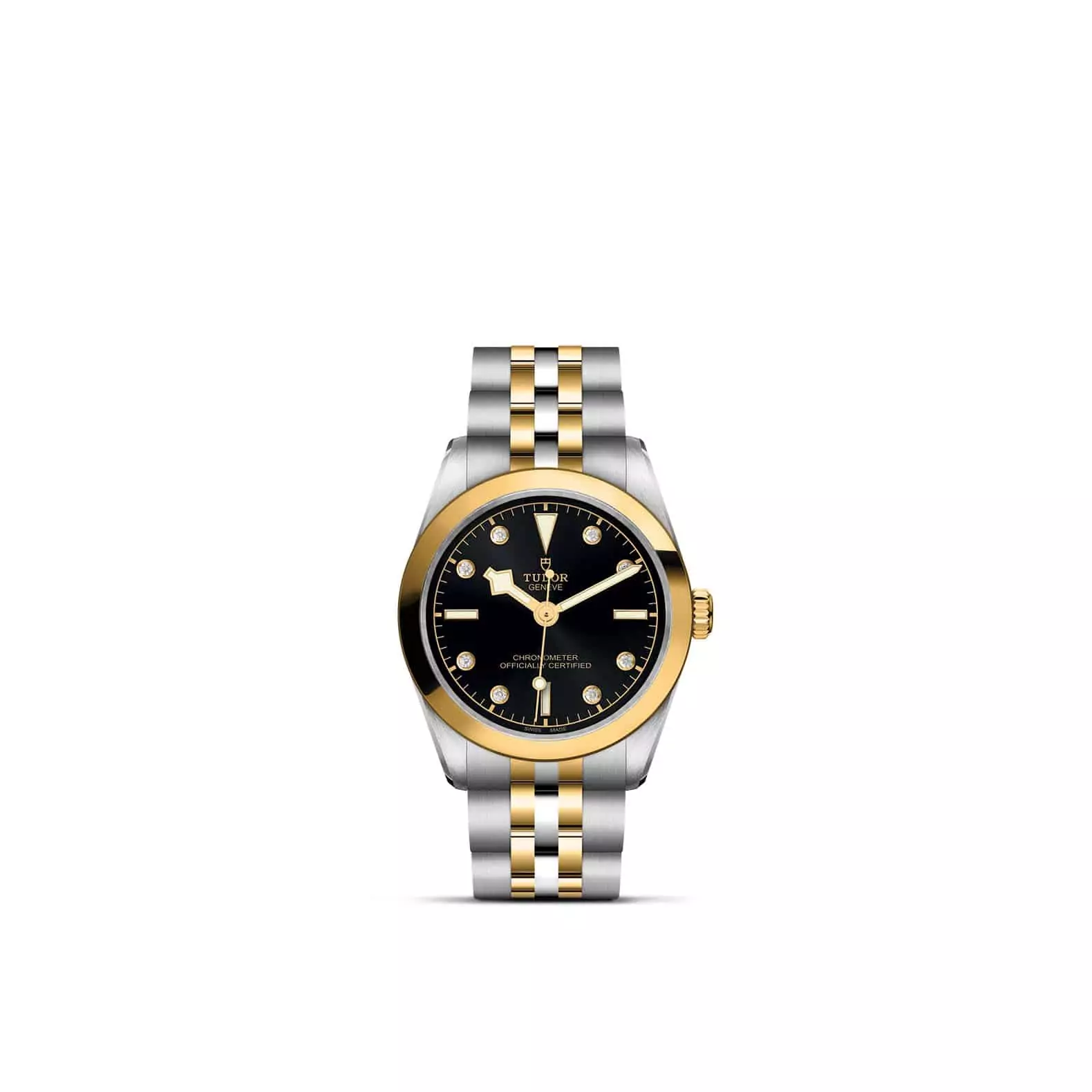 Tudor Black Bay 31 S&G mit Gehäuse und Band aus Edelstahl und Gelbgold und schwarzem Zifferblatt