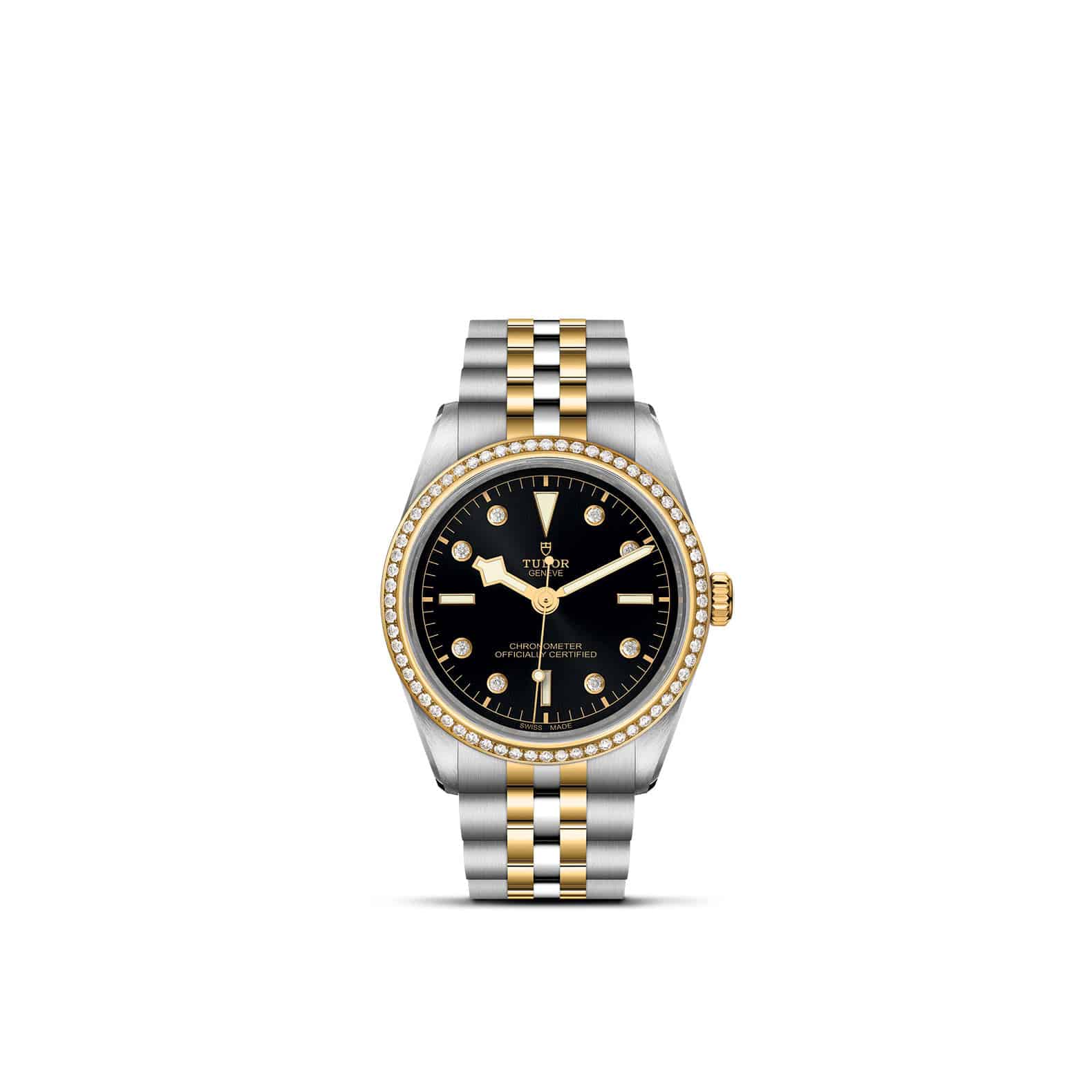 Tudor Black Bay 36 S&G mit Gehäuse und Band aus Edelstahl und Gelbgold und schwarzem Zifferblatt