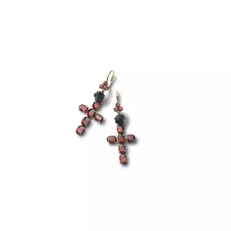 Ohrschmuck aus Gelbgold mit Rhodolith-Granat und Jade von Dolce & Gabbana