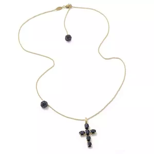 Collier aus Gelbgold mit Saphir und Jade von Dolce & Gabbana