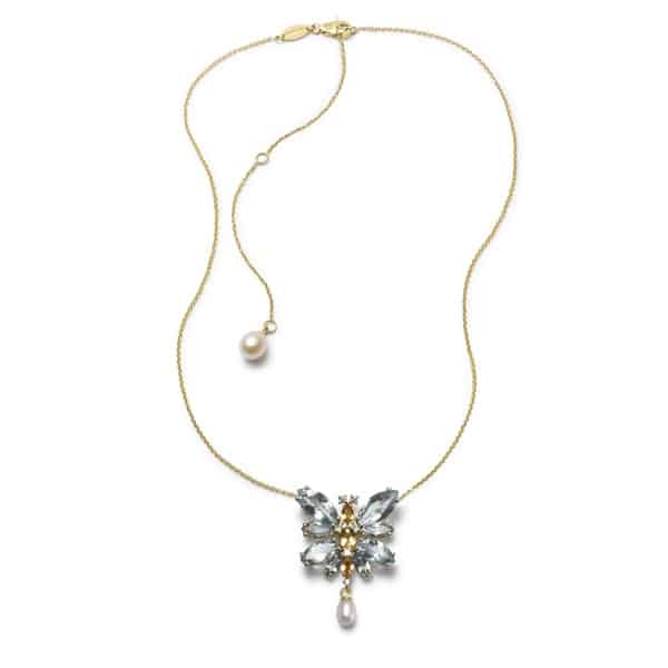 Collier aus Gelbgold mit Auqamarin, Zitrin und Perle von Dolce & Gabbana