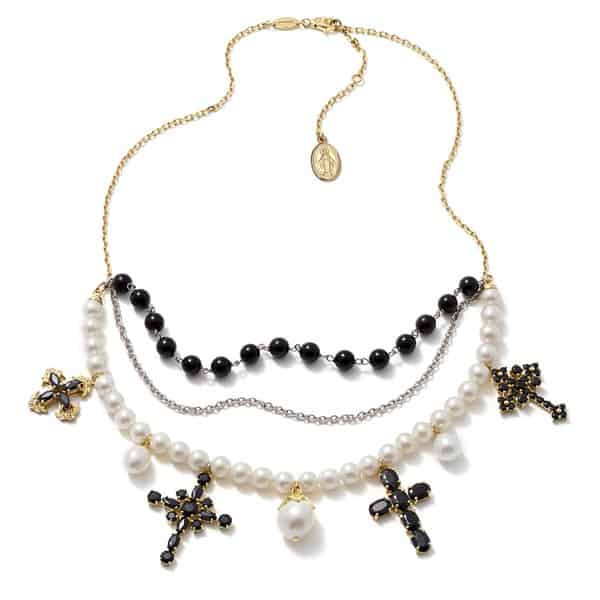 Collier aus Gelbgold mit Saphir, Jade und Perlen von Dolce & Gabbana