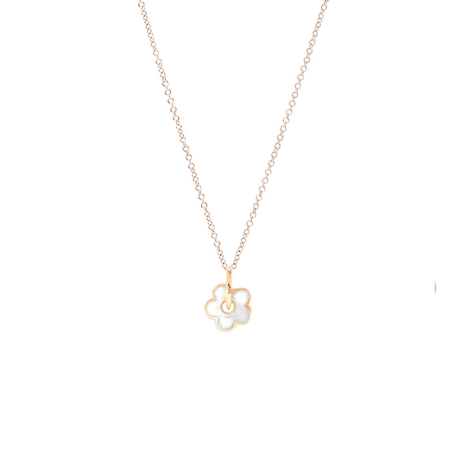 Dodo Collier Blume aus 9 Karat Roségold mit Emaille