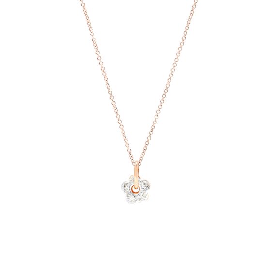 Dodo Collier Blume aus 9 Karat Roségold mit Diamanten