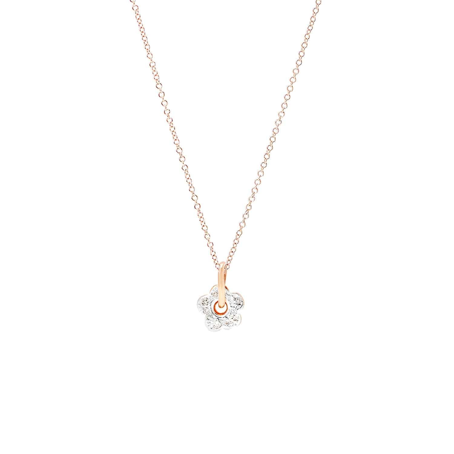 Dodo Collier Blume aus 9 Karat Roségold mit Diamanten
