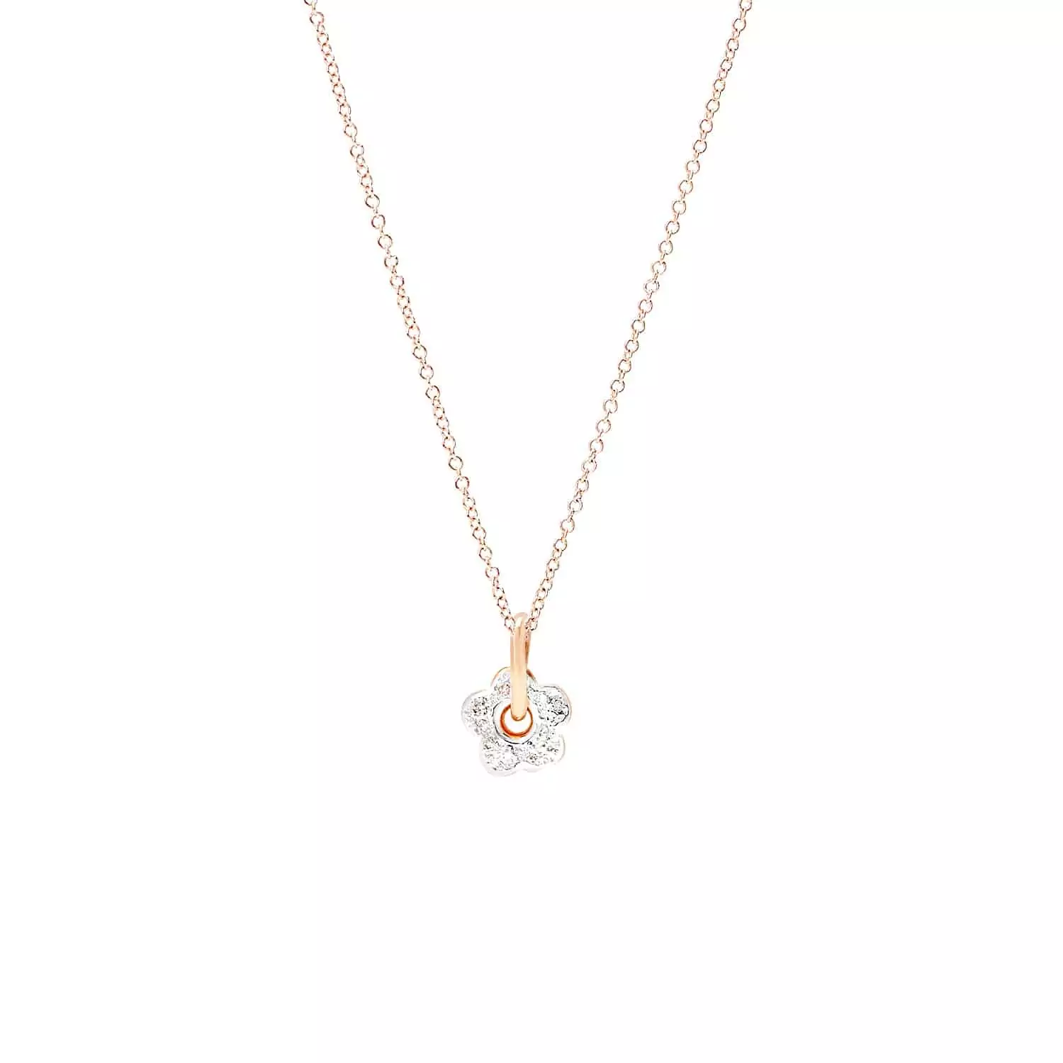 Dodo Collier Blume aus 9 Karat Roségold mit Diamanten