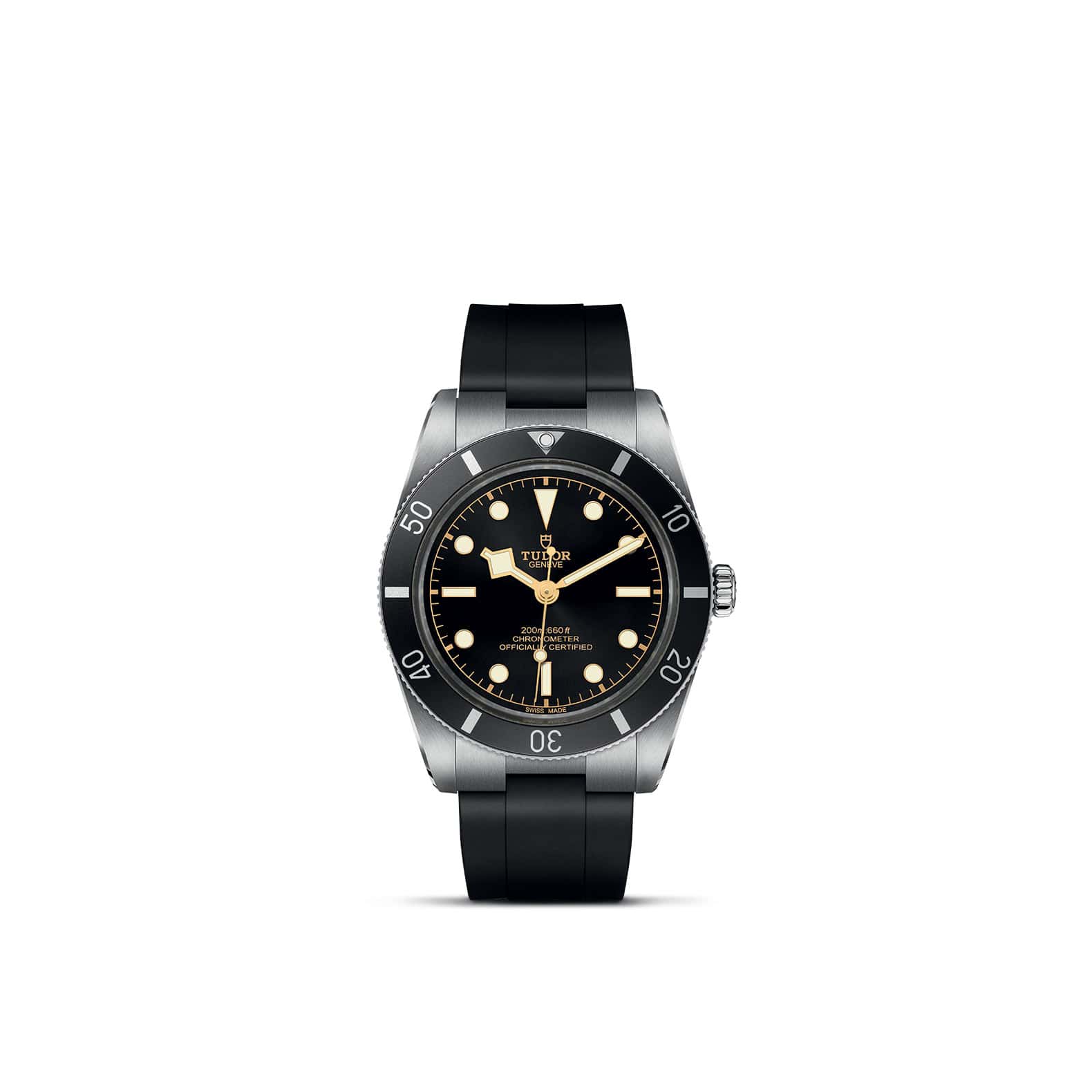 Tudor Black Bay Fifty-Eight mit Edelstahgehäuse und Kautschukband und schwarzem Zifferblatt