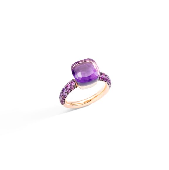 Pomellato Nudo Ring aus Rosé- und Weißgold mit Amethyst und Jade