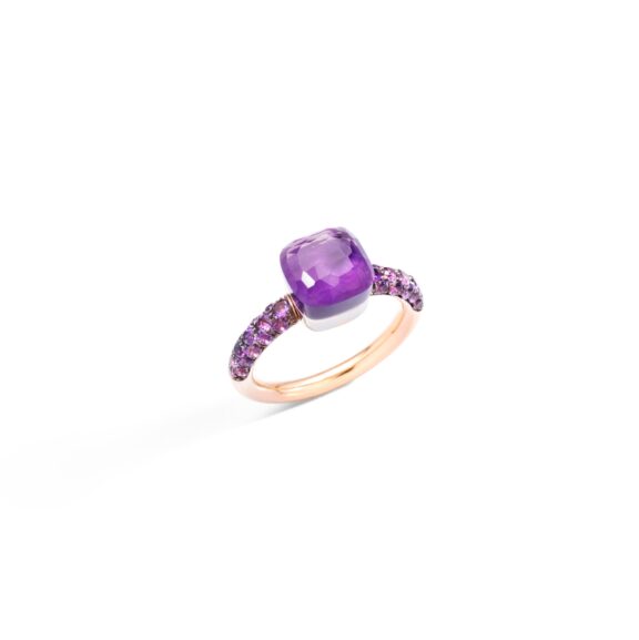 Pomellato Nudo Ring aus Rosé- und Weißgold mit Amethyst und Jade