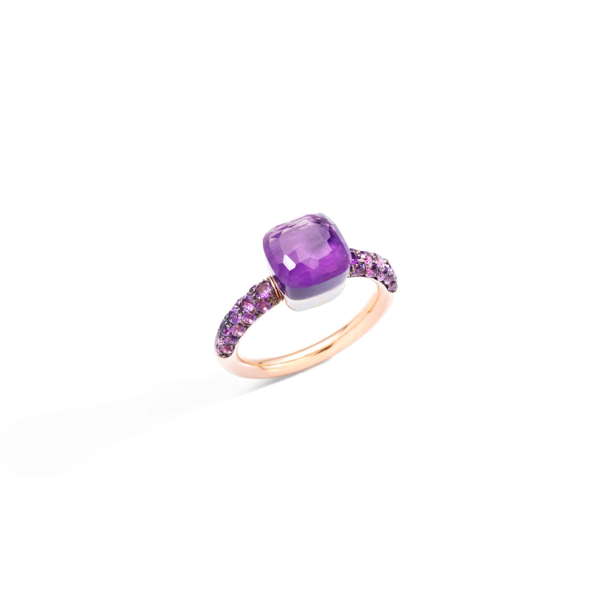 Pomellato Nudo Ring aus Rosé- und Weißgold mit Amethyst und Jade