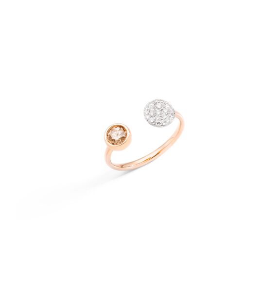 Pomellato Sabbia Ring aus Roségold mit braunem und weißen Diamanten