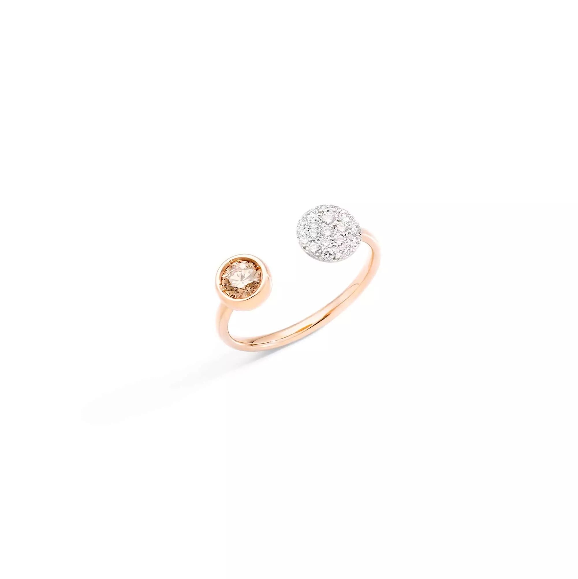 Pomellato Sabbia Ring aus Roségold mit braunem und weißen Diamanten