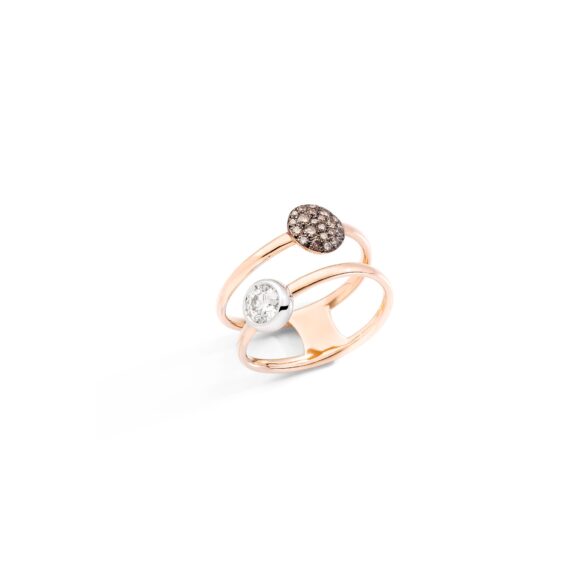 Pomellato Sabbia Ring aus Roségold mit weißem und braunen Diamanten